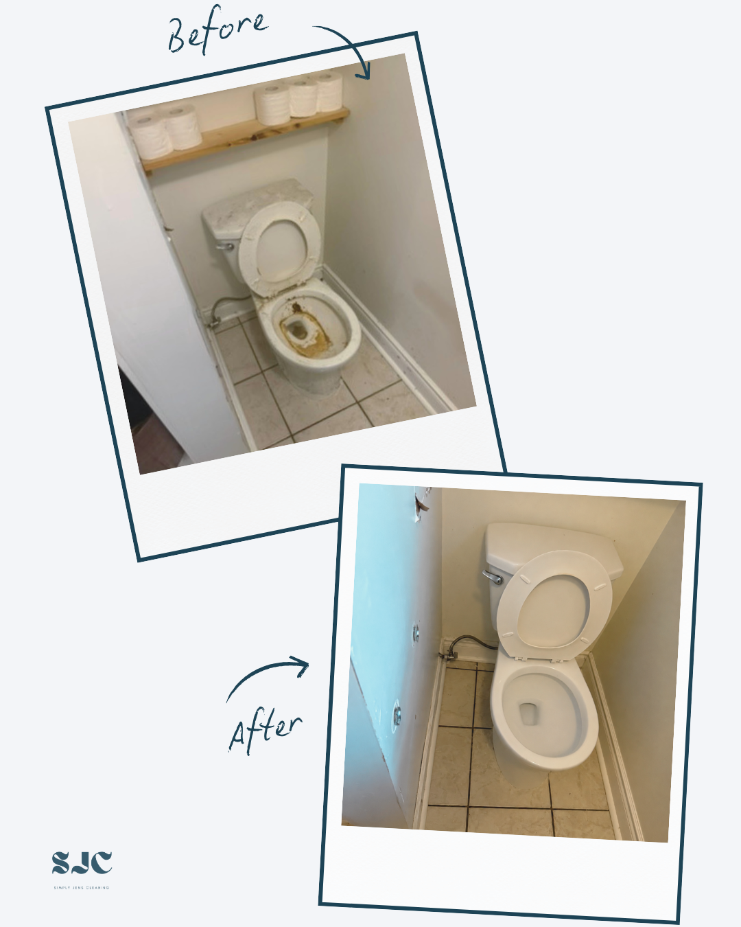 Before and after toilet cleaning